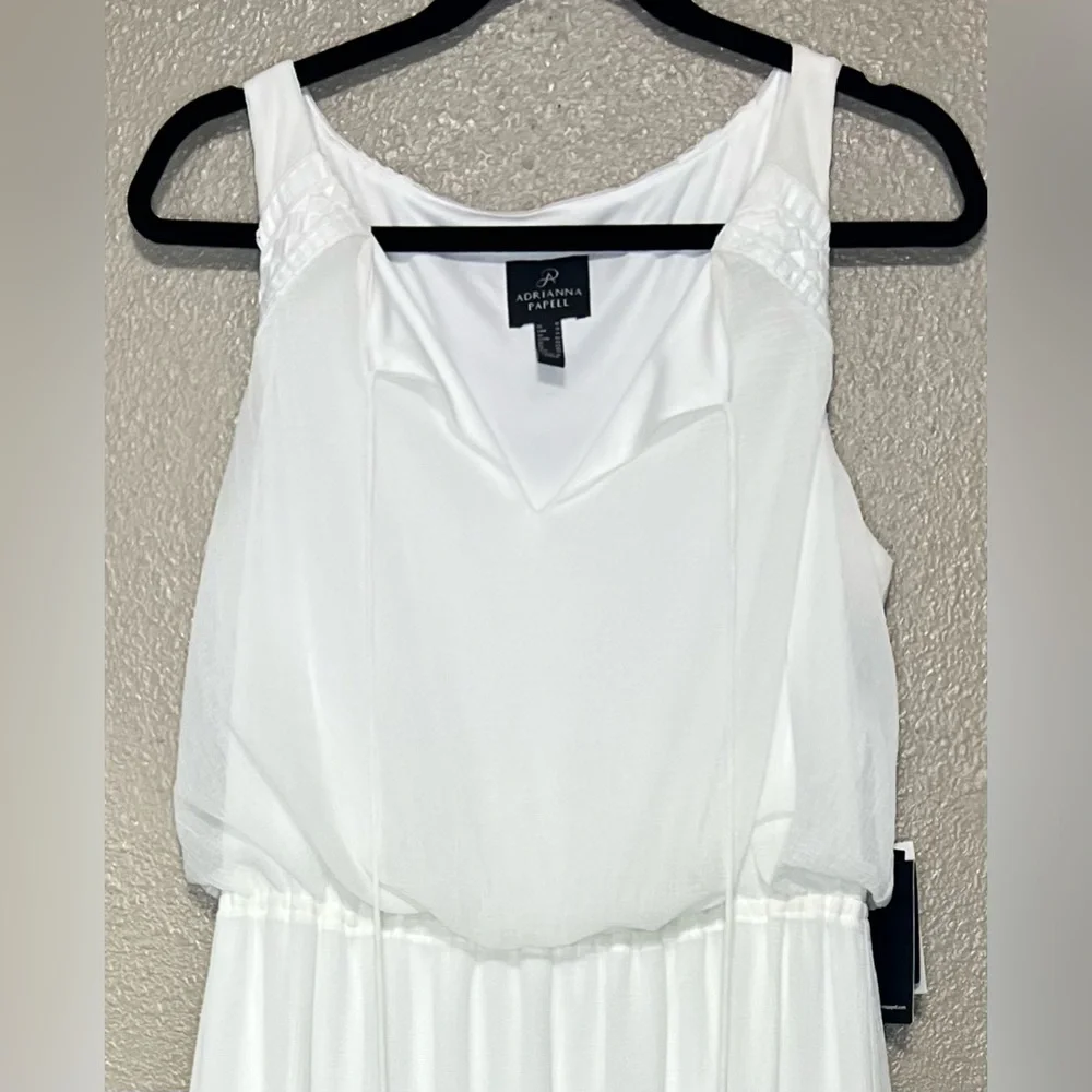 NWT Adrianna Papell Elegant Ivory Chiffon Sleeveless Maxi Dress Boho Vacation - Picture 7 of 15